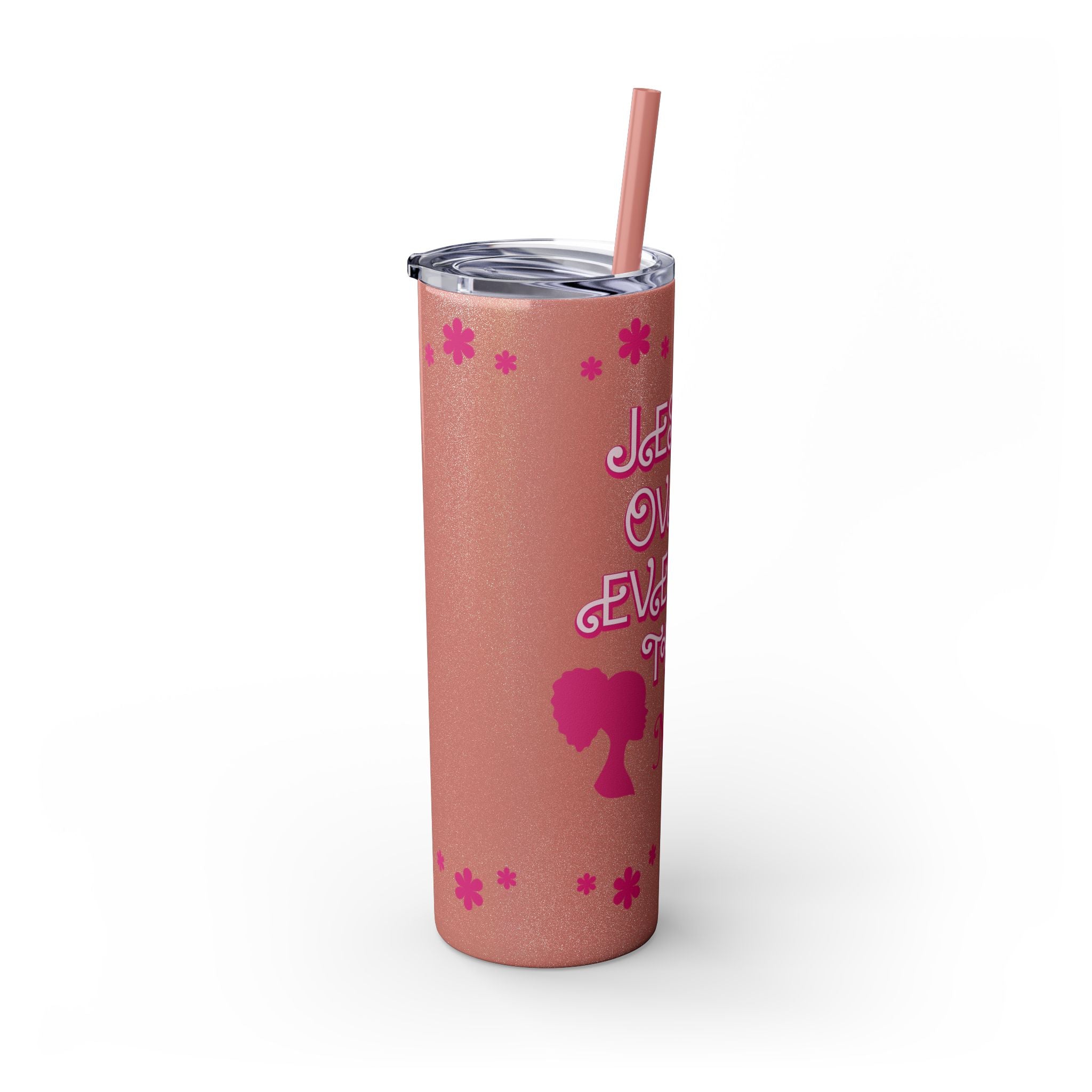 Jesus Over Everything  Skinny Tumbler with Straw, 20oz | Christian Faith Drinkware