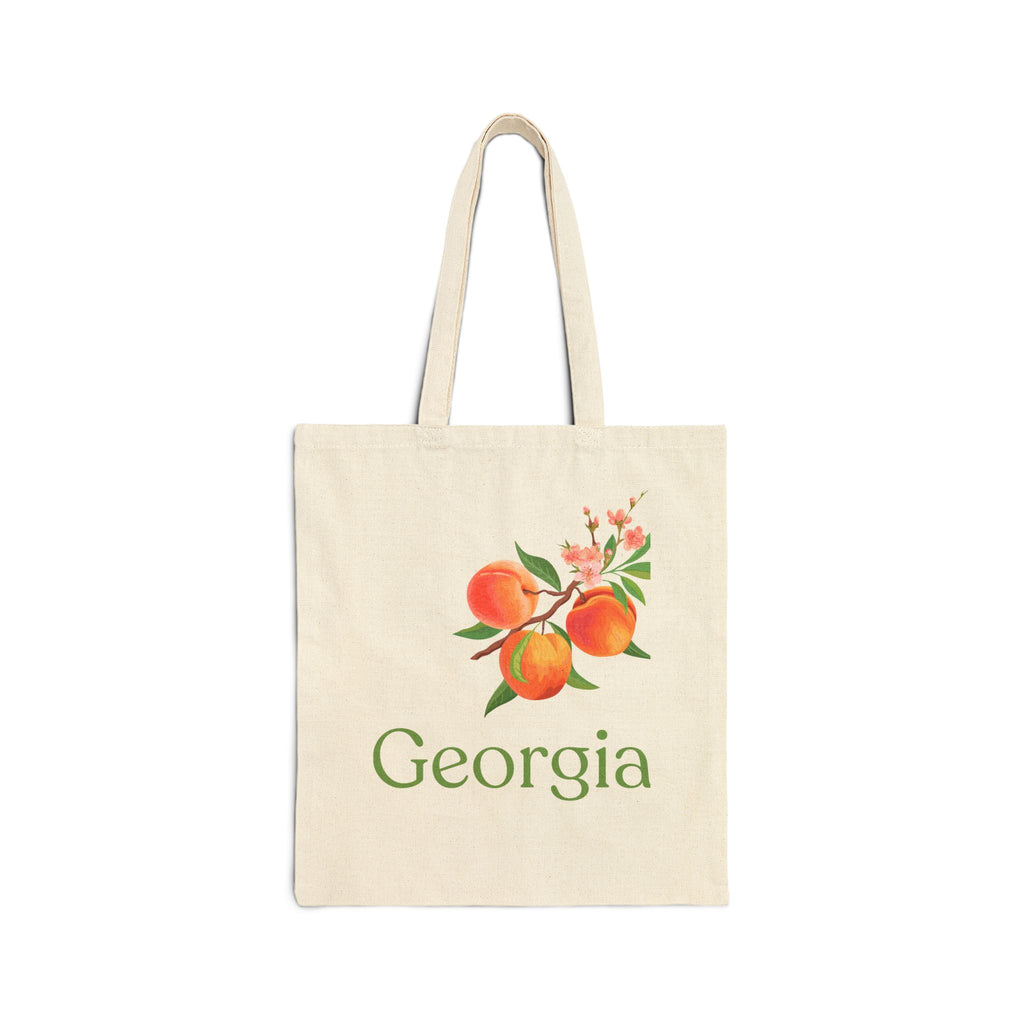 Georgia state outline cotton canvas tote bag