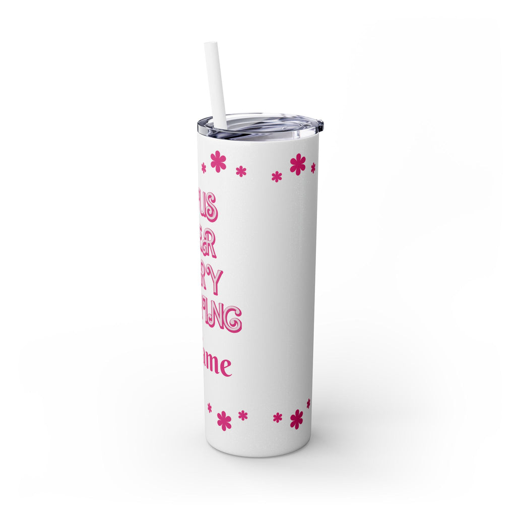 Jesus Over Everything Custom Skinny Tumbler with Straw, 20oz