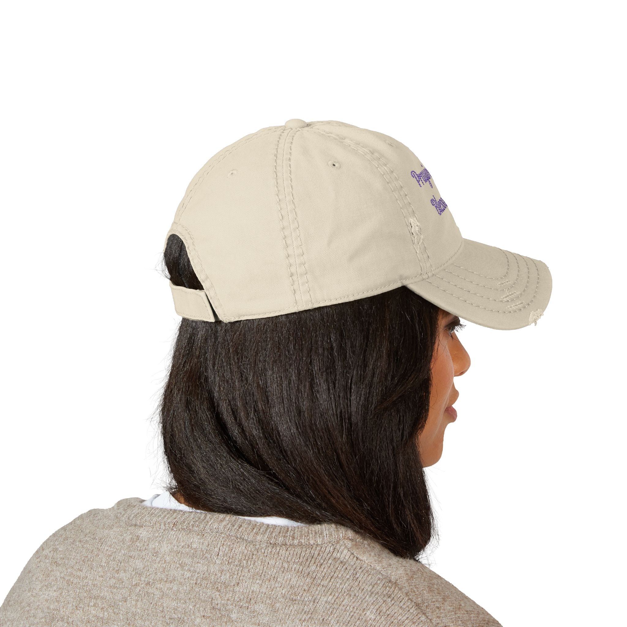 Embroidered Distressed Dad Hat - Praying Wife, Blessed Life