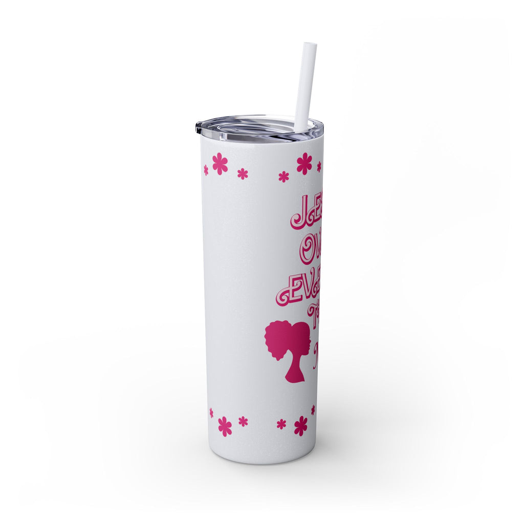 Jesus Over Everything  Skinny Tumbler with Straw, 20oz | Christian Faith Drinkware