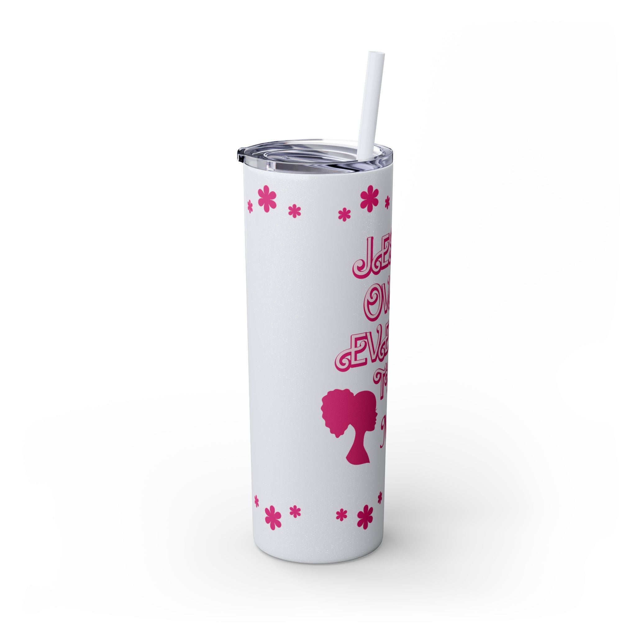 Jesus Over Everything  Skinny Tumbler with Straw, 20oz | Christian Faith Drinkware