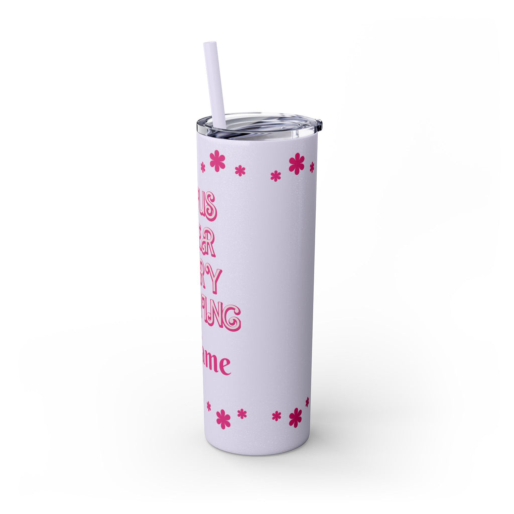 Jesus Over Everything Custom Skinny Tumbler with Straw, 20oz