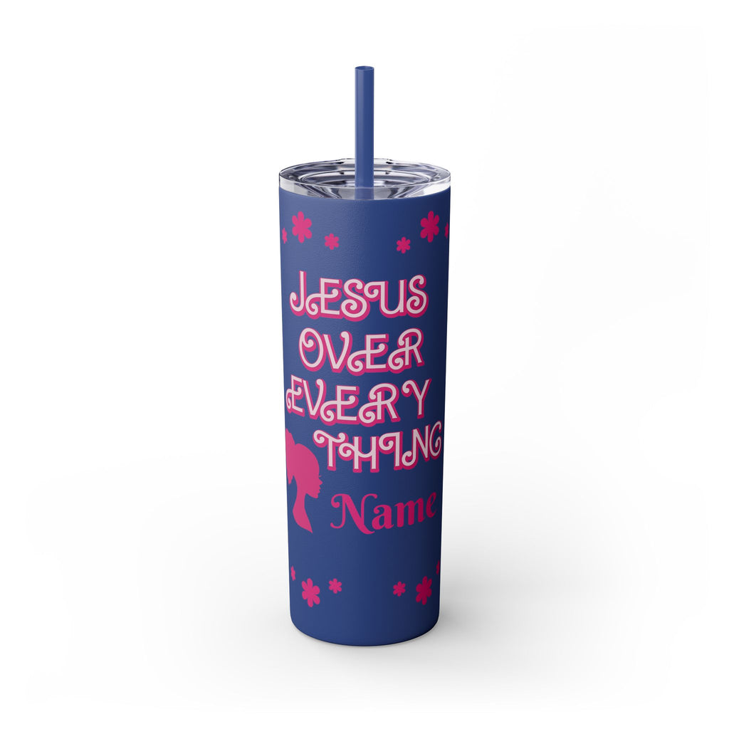 Jesus Over Everything  Skinny Tumbler with Straw, 20oz | Christian Faith Drinkware