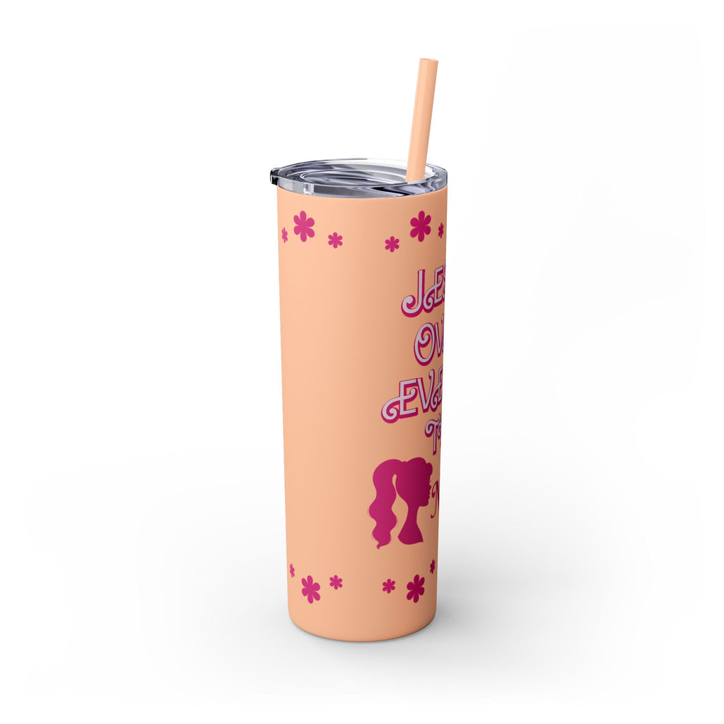 Jesus Over Everything Custom Skinny Tumbler with Straw, 20oz