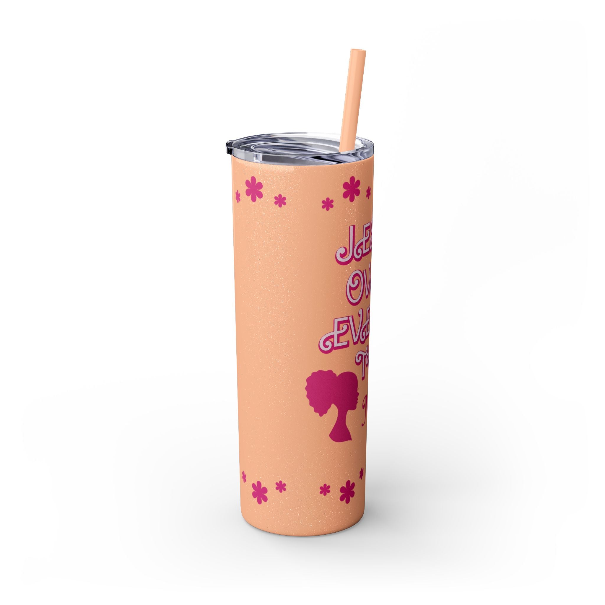 Jesus Over Everything  Skinny Tumbler with Straw, 20oz | Christian Faith Drinkware