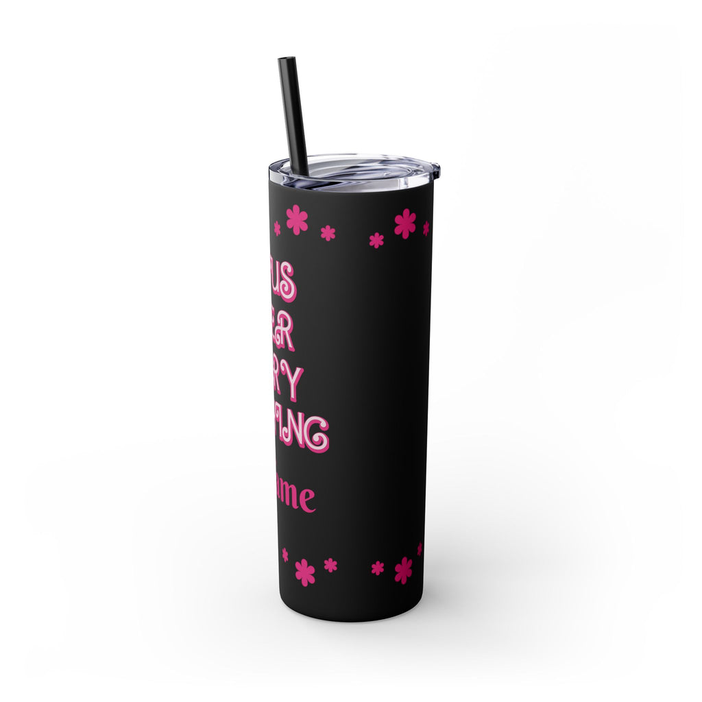 Jesus Over Everything Custom Skinny Tumbler with Straw, 20oz