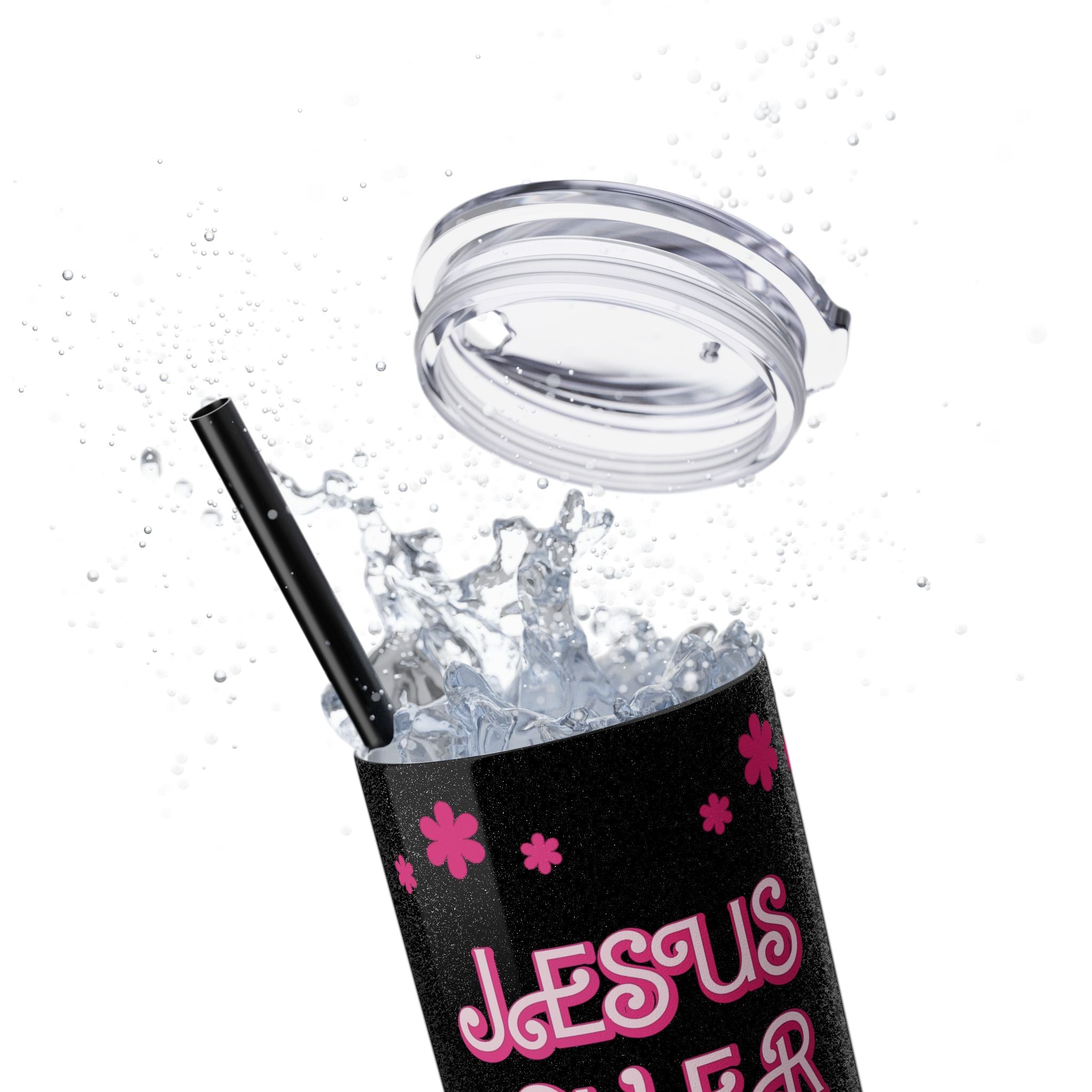 Jesus Over Everything Custom Skinny Tumbler with Straw, 20oz