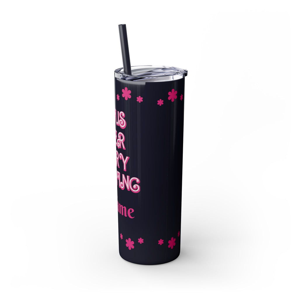 Jesus Over Everything Custom Skinny Tumbler with Straw, 20oz