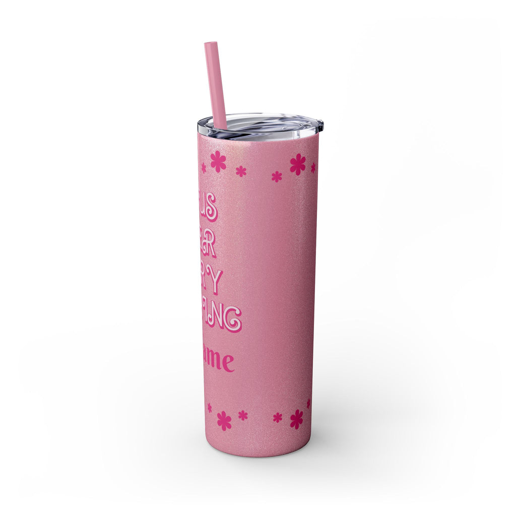 Jesus Over Everything  Skinny Tumbler with Straw, 20oz | Christian Faith Drinkware