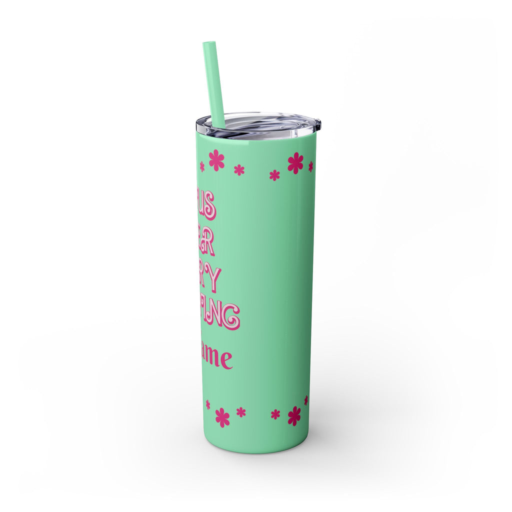 Jesus Over Everything  Skinny Tumbler with Straw, 20oz | Christian Faith Drinkware