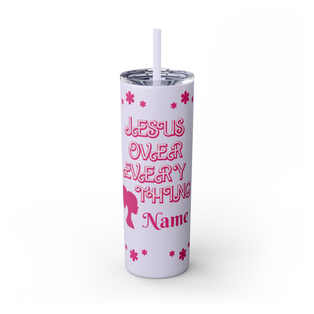 Jesus Over Everything  Skinny Tumbler with Straw, 20oz | Christian Faith Drinkware