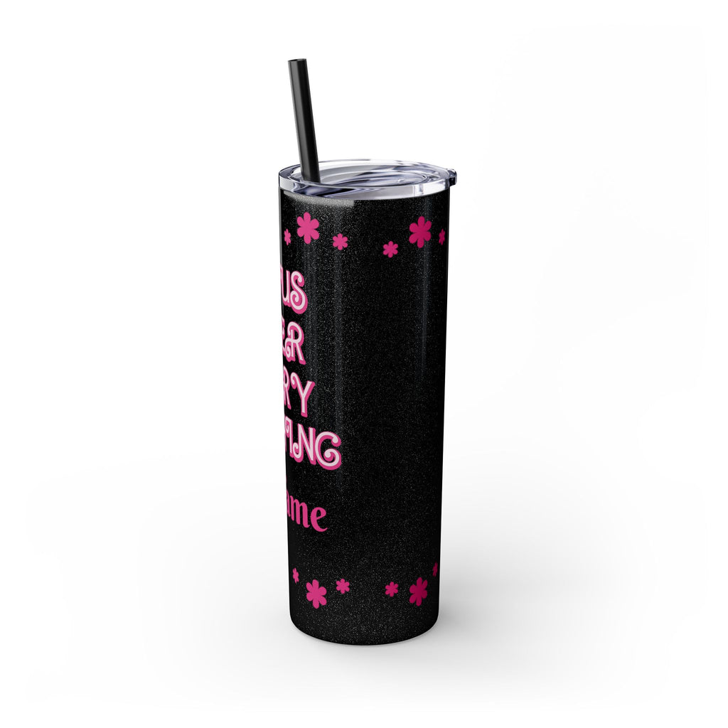 Jesus Over Everything Custom Skinny Tumbler with Straw, 20oz