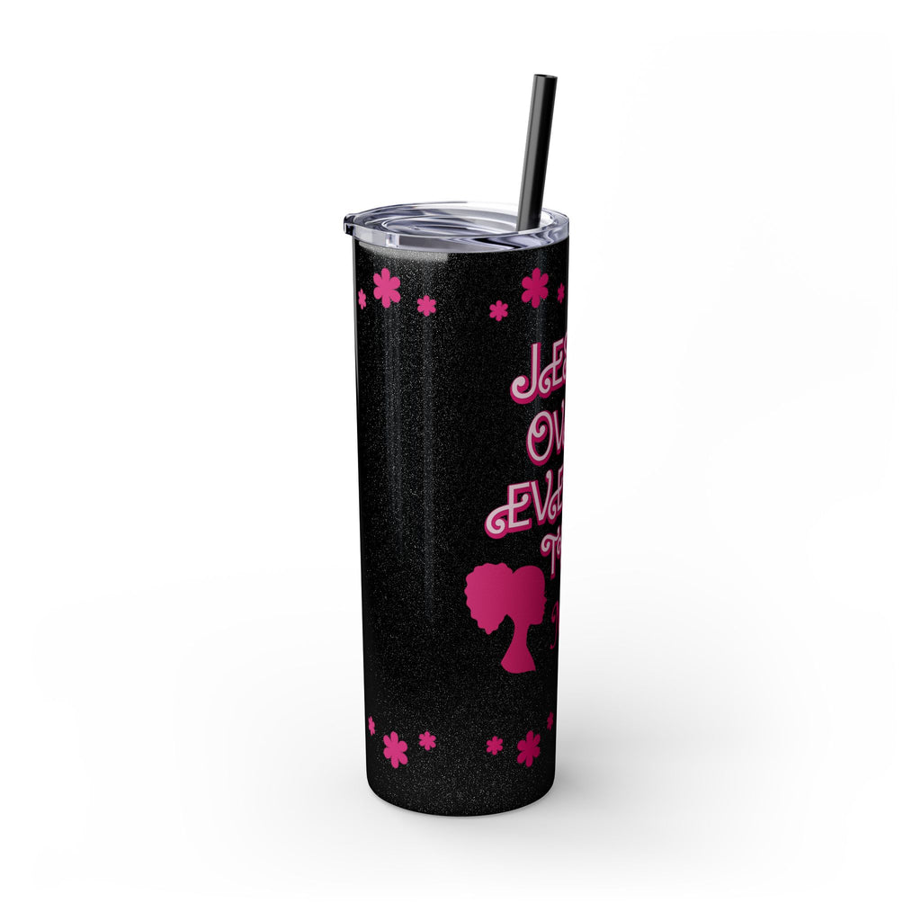 Jesus Over Everything  Skinny Tumbler with Straw, 20oz | Christian Faith Drinkware