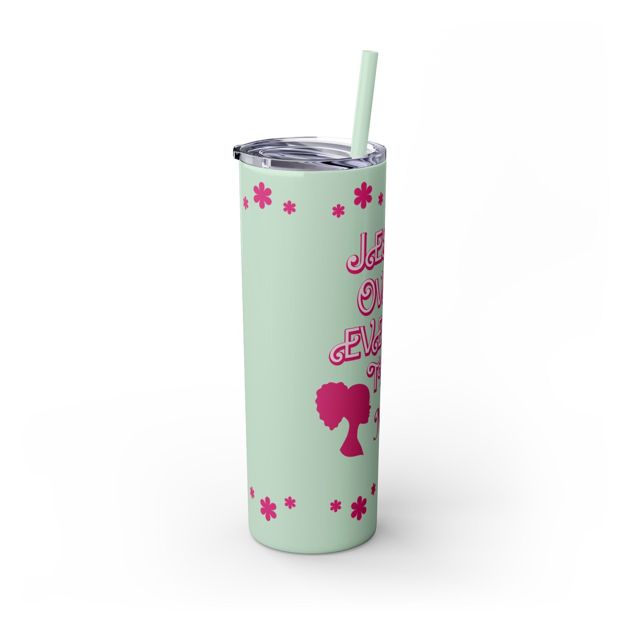 Jesus Over Everything  Skinny Tumbler with Straw, 20oz | Christian Faith Drinkware