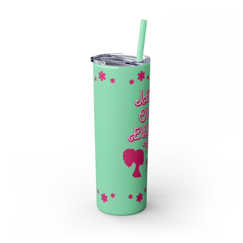 Jesus Over Everything  Skinny Tumbler with Straw, 20oz | Christian Faith Drinkware