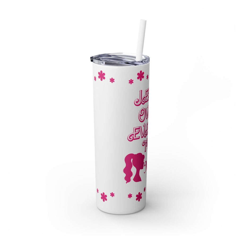 Jesus Over Everything Custom Skinny Tumbler with Straw, 20oz