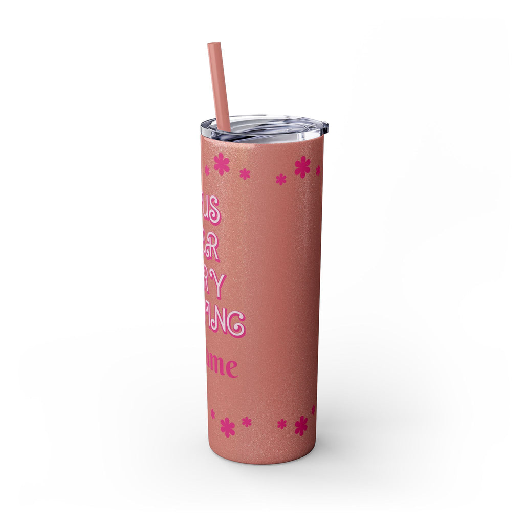 Jesus Over Everything  Skinny Tumbler with Straw, 20oz | Christian Faith Drinkware