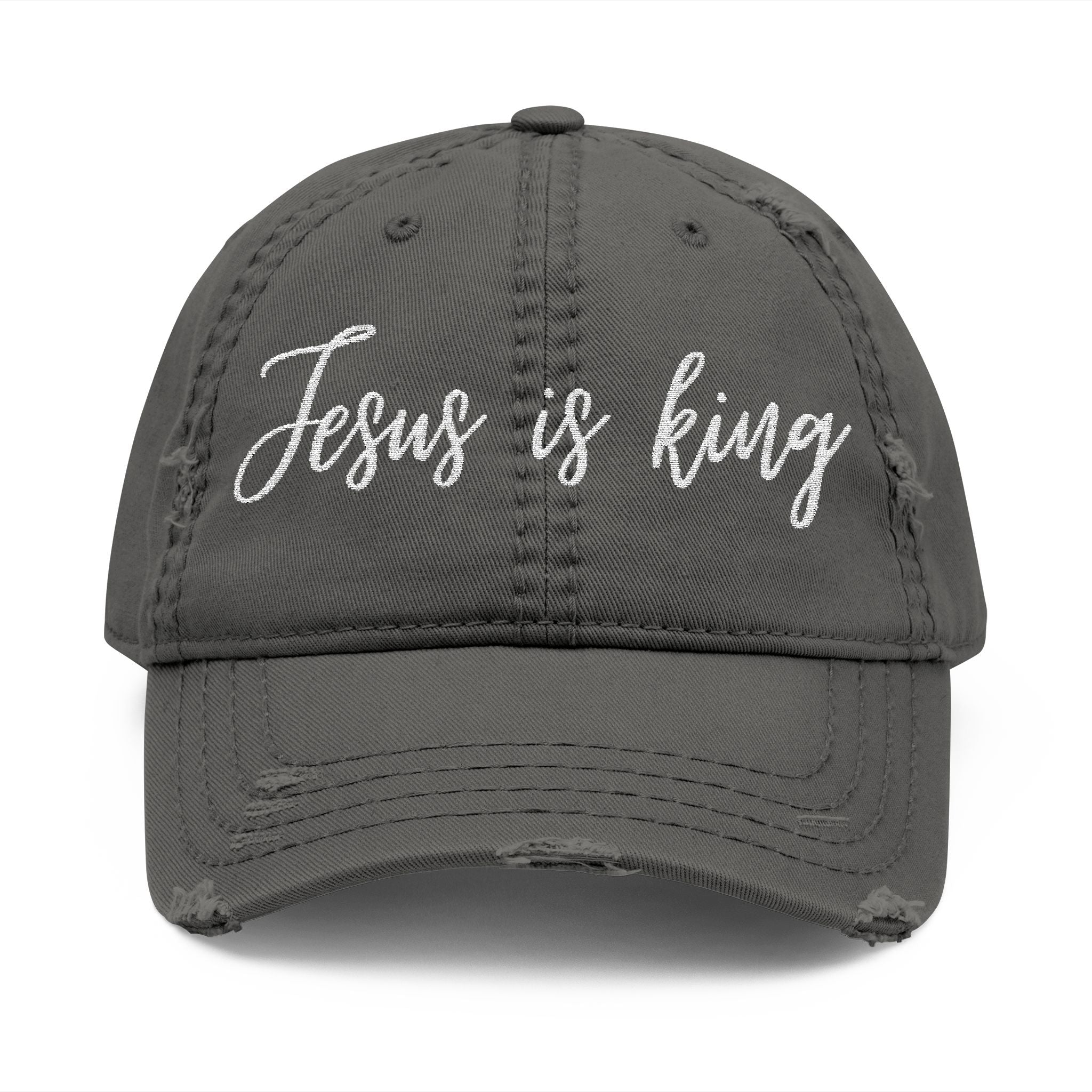 Jesus is King Distressed Dad Hat (Embroidery)