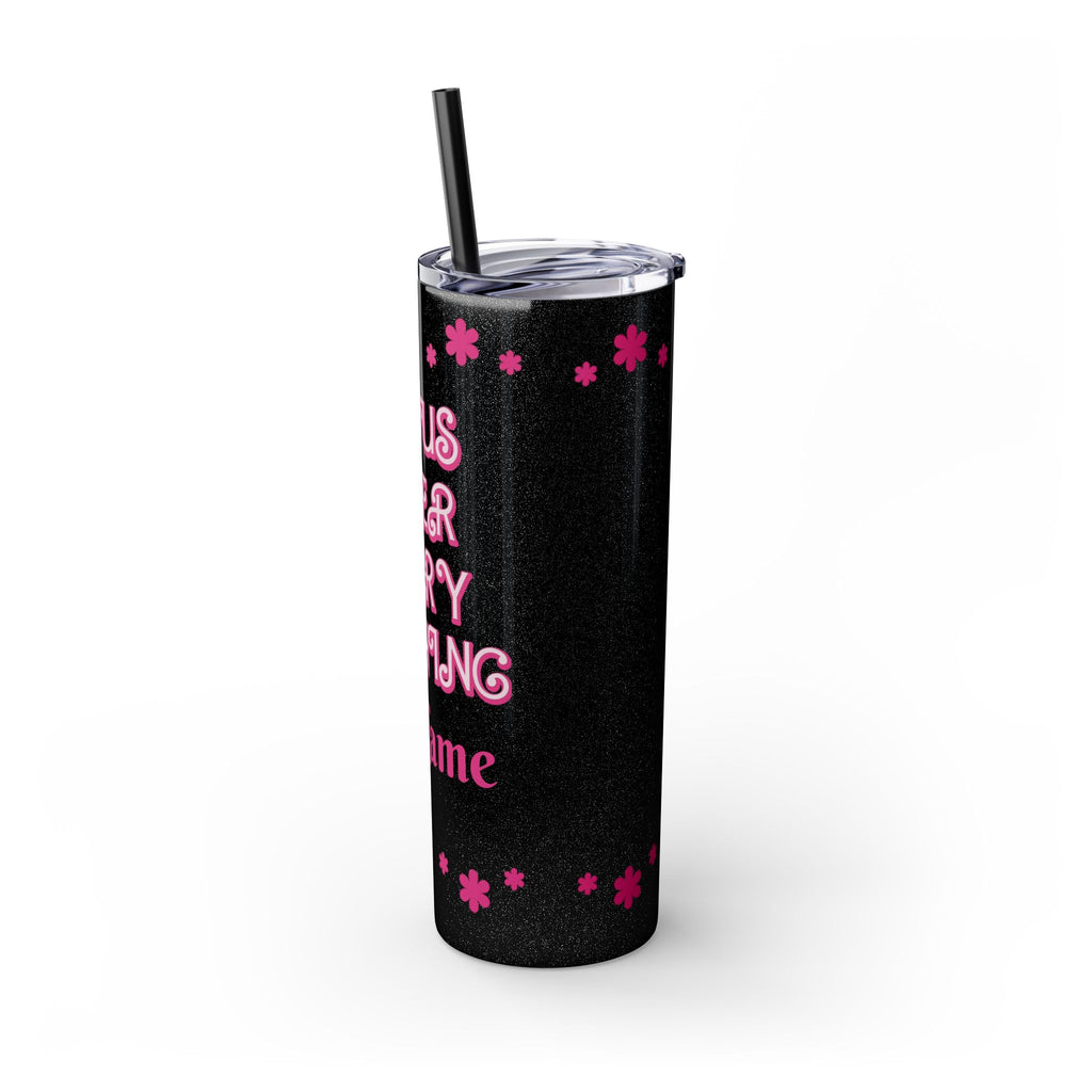 Jesus Over Everything  Skinny Tumbler with Straw, 20oz | Christian Faith Drinkware