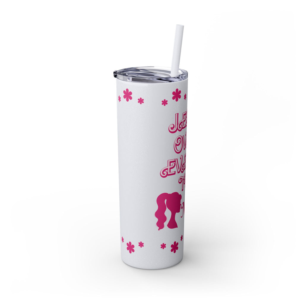 Jesus Over Everything Custom Skinny Tumbler with Straw, 20oz
