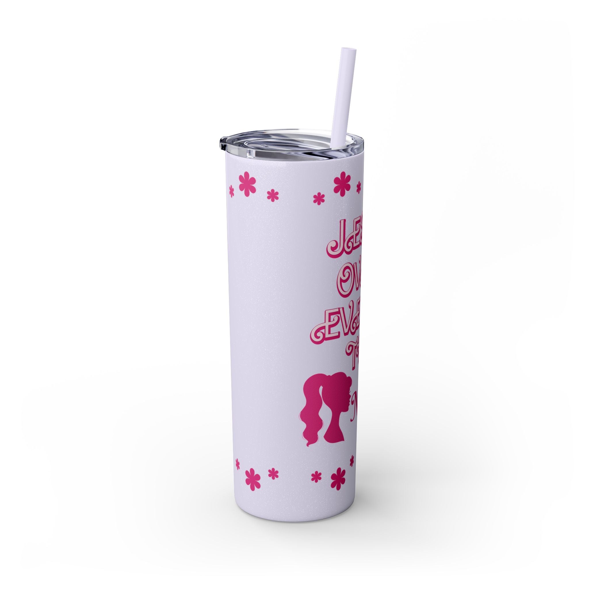 Jesus Over Everything Custom Skinny Tumbler with Straw, 20oz