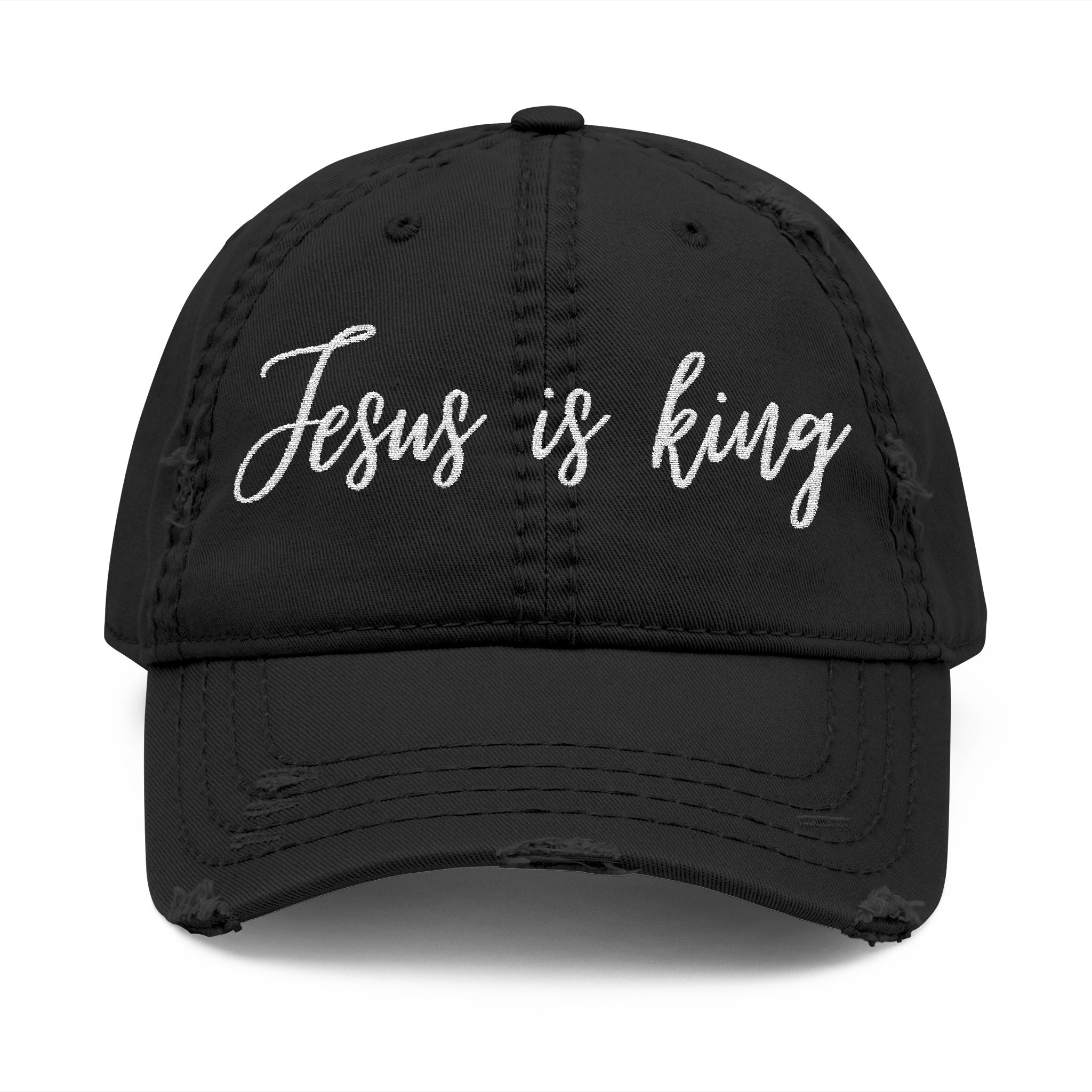 Jesus is King Distressed Dad Hat (Embroidery)