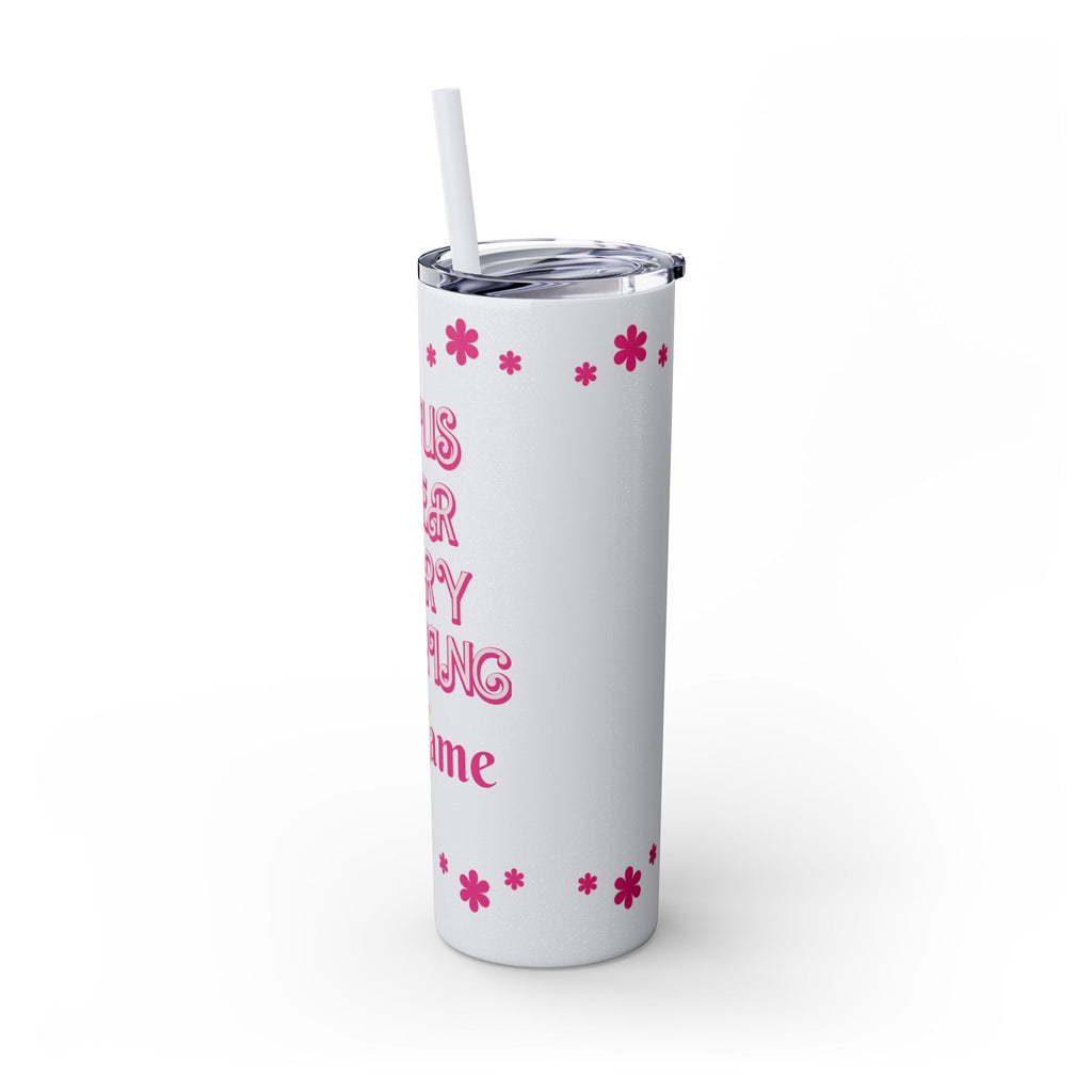 Jesus Over Everything  Skinny Tumbler with Straw, 20oz | Christian Faith Drinkware