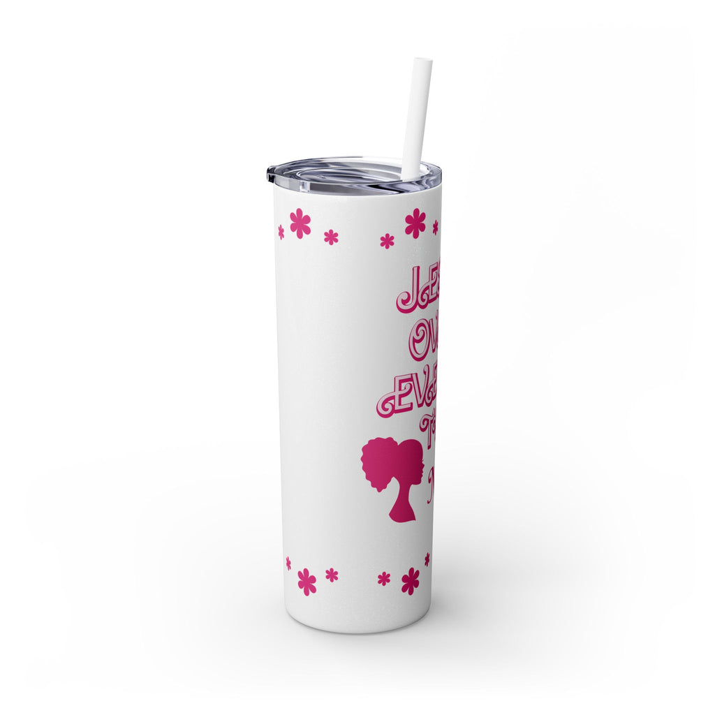 Jesus Over Everything  Skinny Tumbler with Straw, 20oz | Christian Faith Drinkware