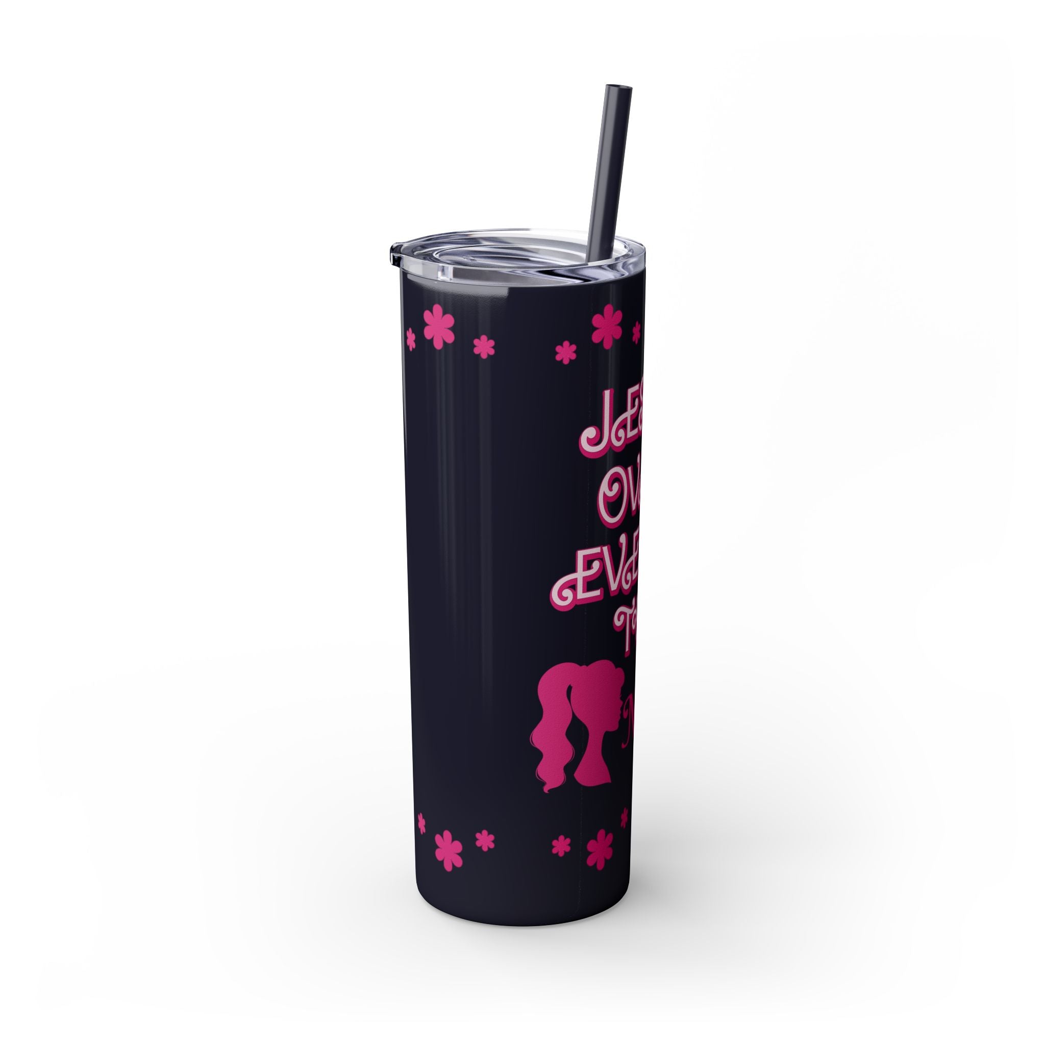 Jesus Over Everything Custom Skinny Tumbler with Straw, 20oz