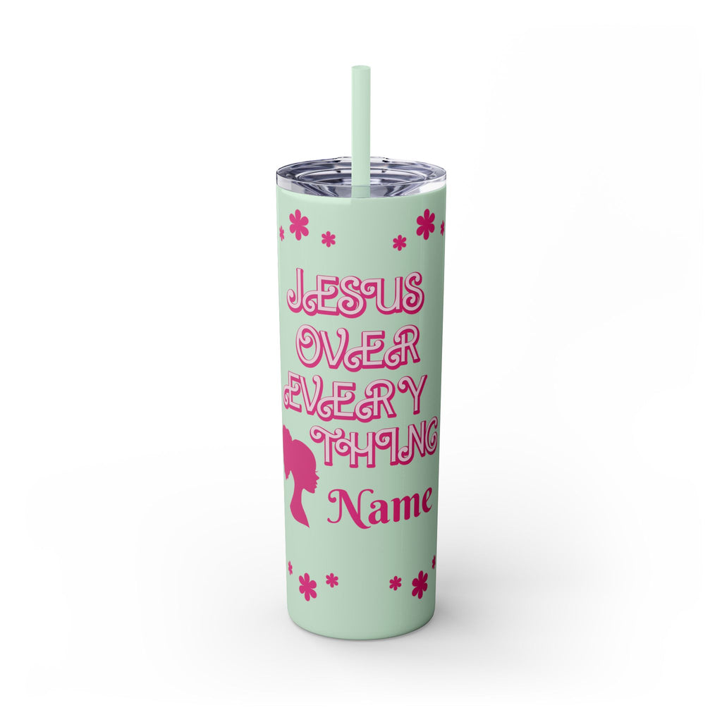 Jesus Over Everything  Skinny Tumbler with Straw, 20oz | Christian Faith Drinkware
