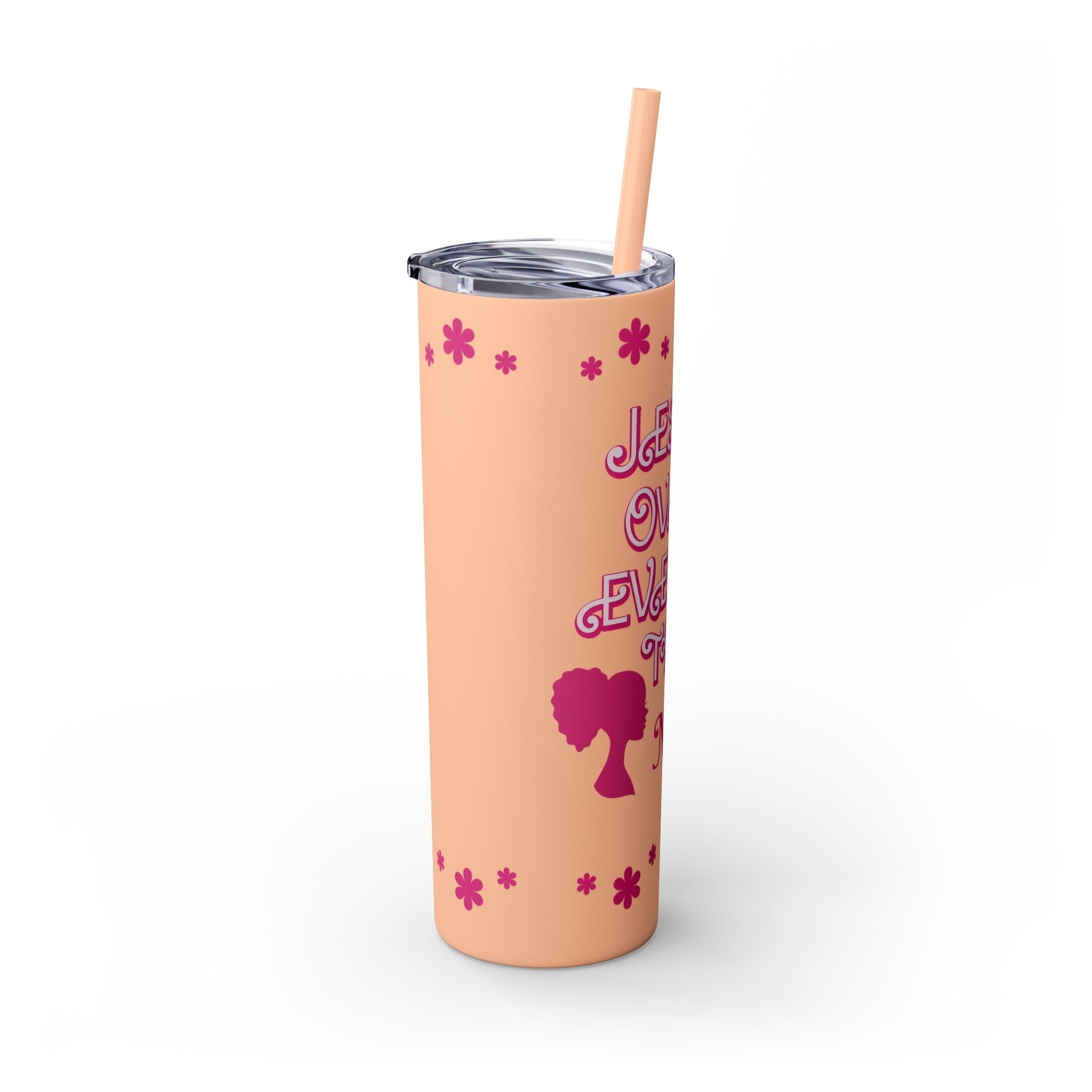 Jesus Over Everything  Skinny Tumbler with Straw, 20oz | Christian Faith Drinkware